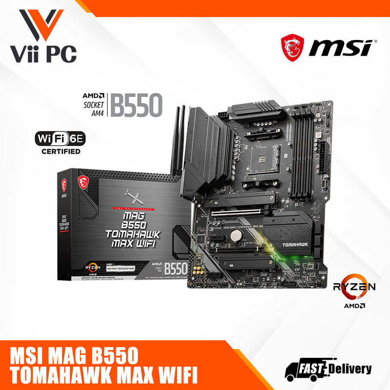 MSI MAG B550 TOMAHAWK MAX WIFI - AMD Socket AM4, 4 x DDR4, Wi-Fi 6E, ATX Motherboard