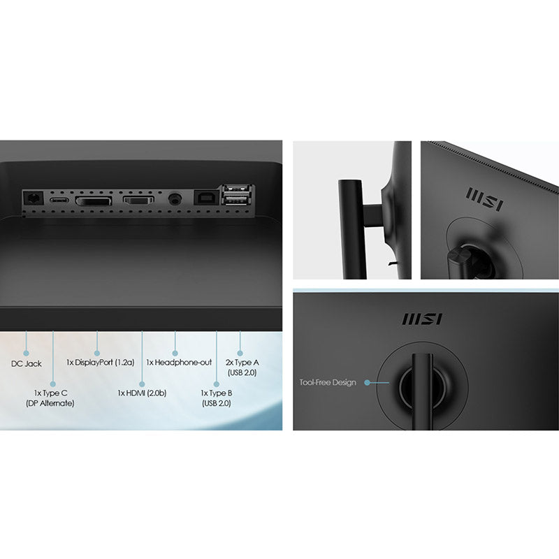 MSI Modern MD272QP Business Productivity Monitor - 27" WQHD (2560x1440), 75HZ, 4ms, IPS, Adjustable Stand, Productivity Intelligence (P.I.), KVM Switch Design, Type-C Connection