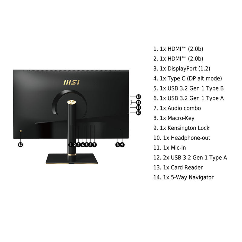 MSI Summit MS321UP 32" 4K UHD LED LCD Monitor, 60Hz, IPS, Intuitive Screen Assistance, PIP & PBP Mode, VESA Certified DisplayHDR™ 600, KVM, ANC, Built-in card reader