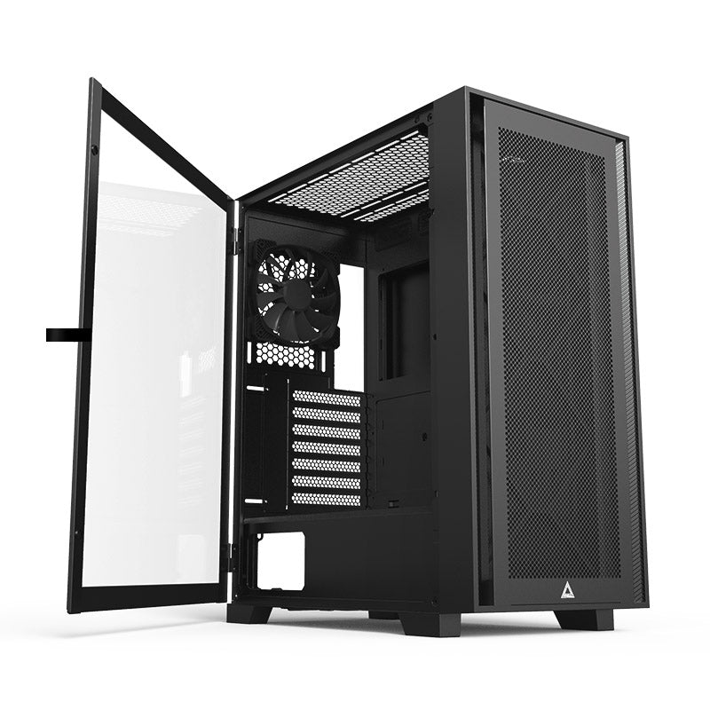 Montech AIR 1000 Lite ATX Mid Tower Case - High Airflow Fans Pre-Installed, Swivel Glass Side Panel, Mesh Front Panel