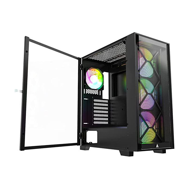 Montech AIR 1000 Premium ARGB ATX Mid Tower Case - Detachable Mesh, Tempered Glass Front Panel and Swivel Glass Side Panel (Black/White)