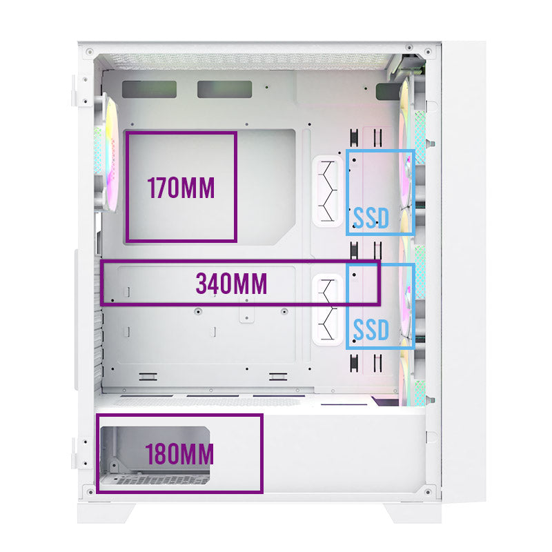 Montech AIR 1000 Premium ARGB ATX Mid Tower Case - Detachable Mesh, Tempered Glass Front Panel and Swivel Glass Side Panel (Black/White)