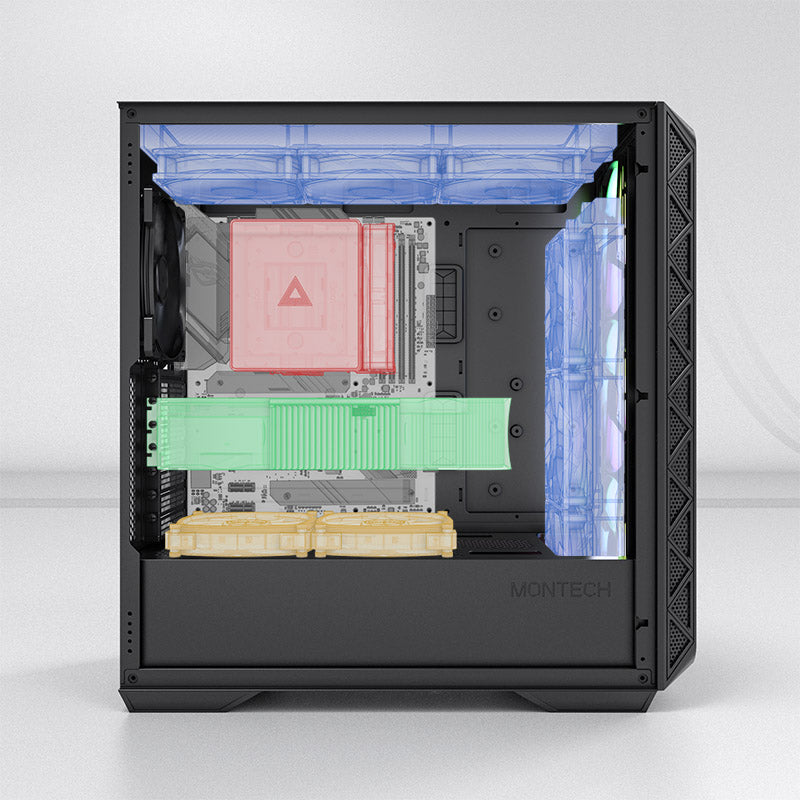 Montech AIR 903 MAX E-ATX Mid Tower Case - High Airflow, Tempered Glass Side Panel, Mesh Front, Type-C, Support GeForce RTX 4090 GPU