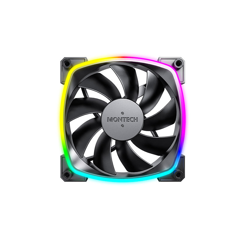 Montech AX120 PWM Single Fan Pack (Black/White) - 120mm, ARGB Lighting, Built for System Cooling Performance, PWM Smart Control, Silent Operation, Durable Rifle bearing