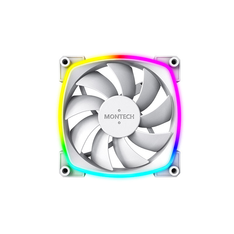 Montech AX120 PWM Single Fan Pack (Black/White) - 120mm, ARGB Lighting, Built for System Cooling Performance, PWM Smart Control, Silent Operation, Durable Rifle bearing