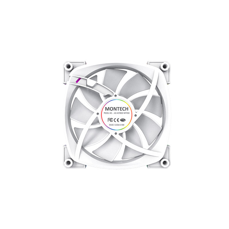Montech AX120 PWM Single Fan Pack (Black/White) - 120mm, ARGB Lighting, Built for System Cooling Performance, PWM Smart Control, Silent Operation, Durable Rifle bearing