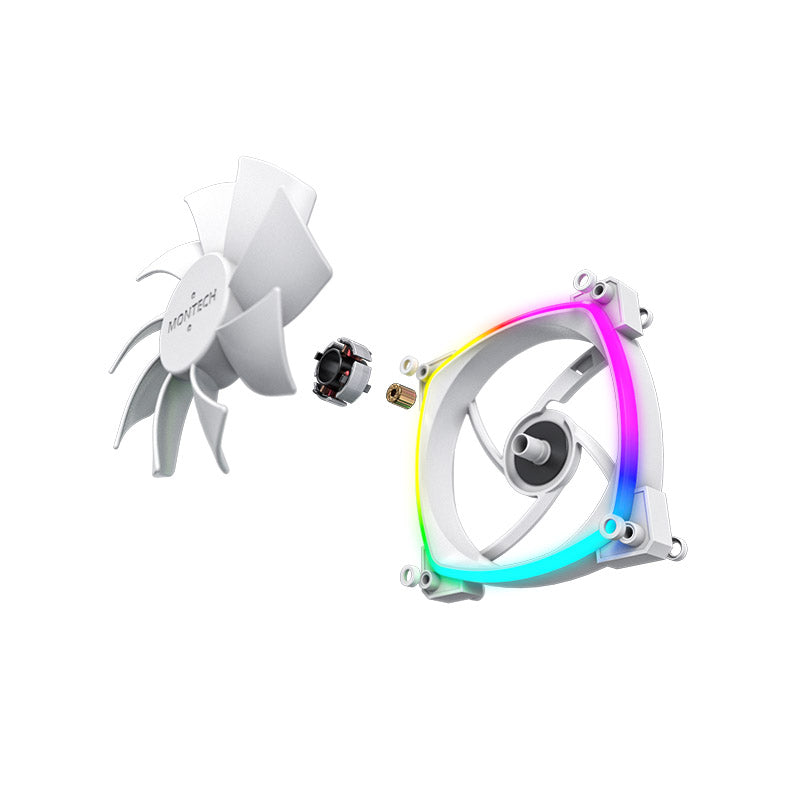 Montech AX120 PWM Single Fan Pack (Black/White) - 120mm, ARGB Lighting, Built for System Cooling Performance, PWM Smart Control, Silent Operation, Durable Rifle bearing