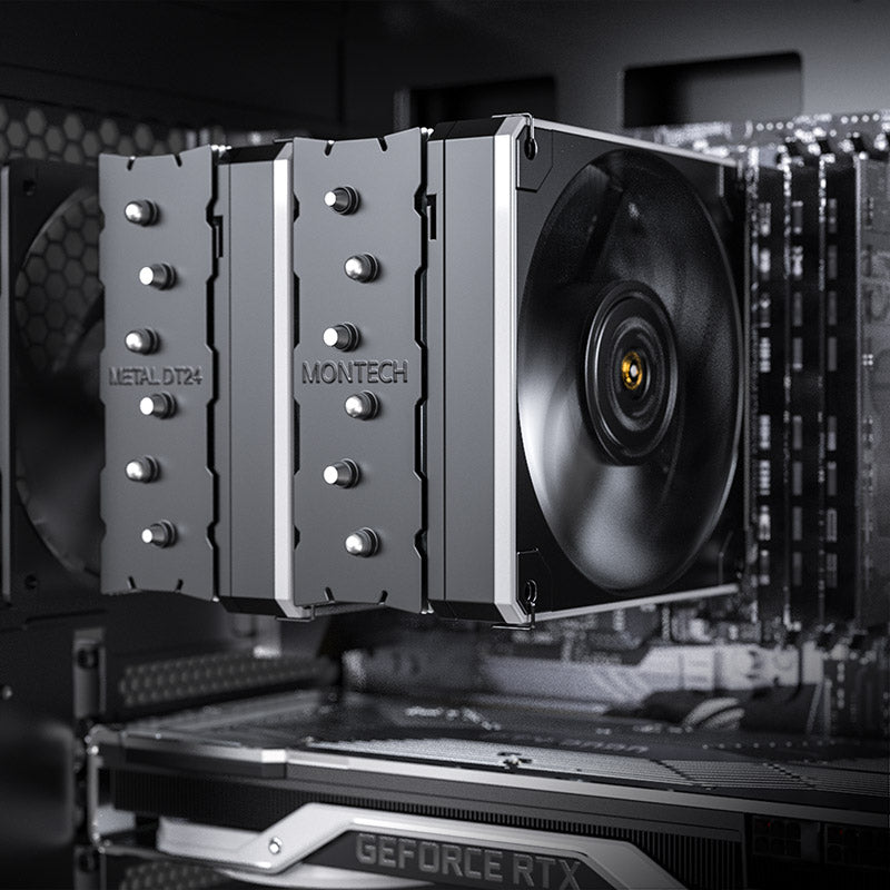 Montech METAL DT24 BASE CPU Air Cooler (Six Heat pipes and Dual Tower Design, Socket compatibility: AM4/AM5/LGA 115X/1200/1700)