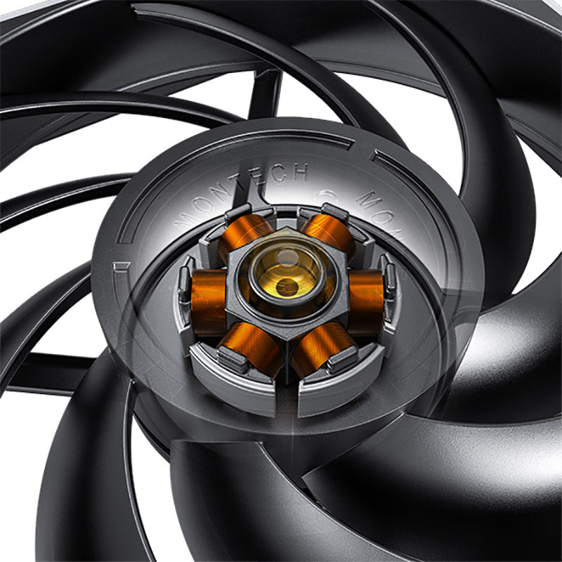 Montech Metal 120 PWM Fan (Single Pack) - 120mm, Industrial-Grade 6-Pole Motor, Shock-Proof, Efficient and Silent