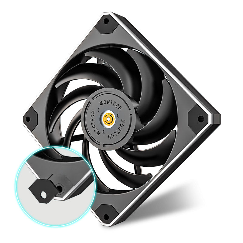 Montech Metal 120 PWM Fan (Single Pack) - 120mm, Industrial-Grade 6-Pole Motor, Shock-Proof, Efficient and Silent