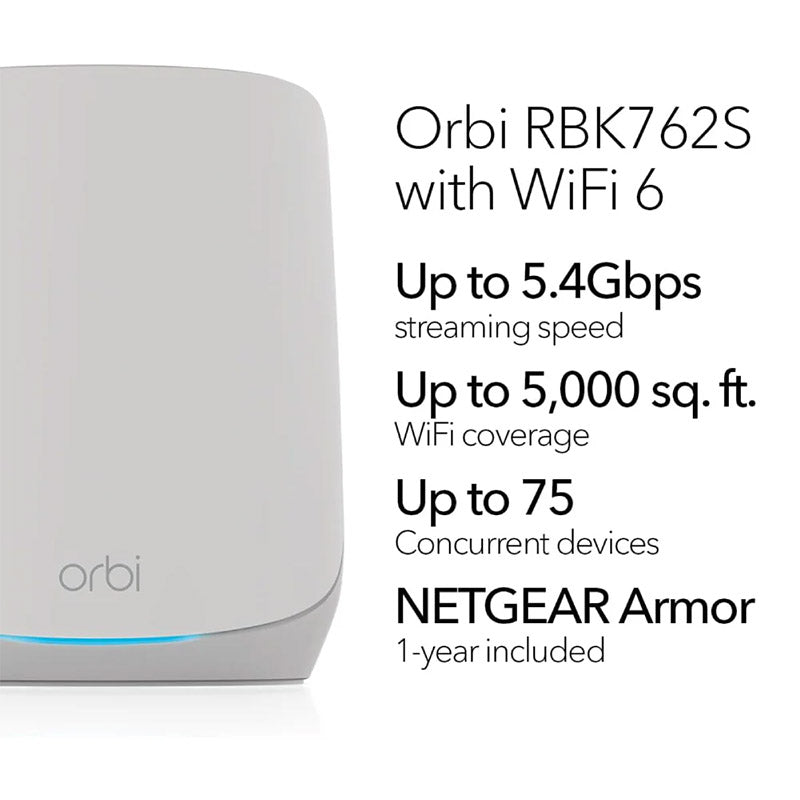NETGEAR Orbi 760 Tri-Band WiFi 6 Mesh System - AX5400 5.4Gbps - 2-Pack (RBK762S)