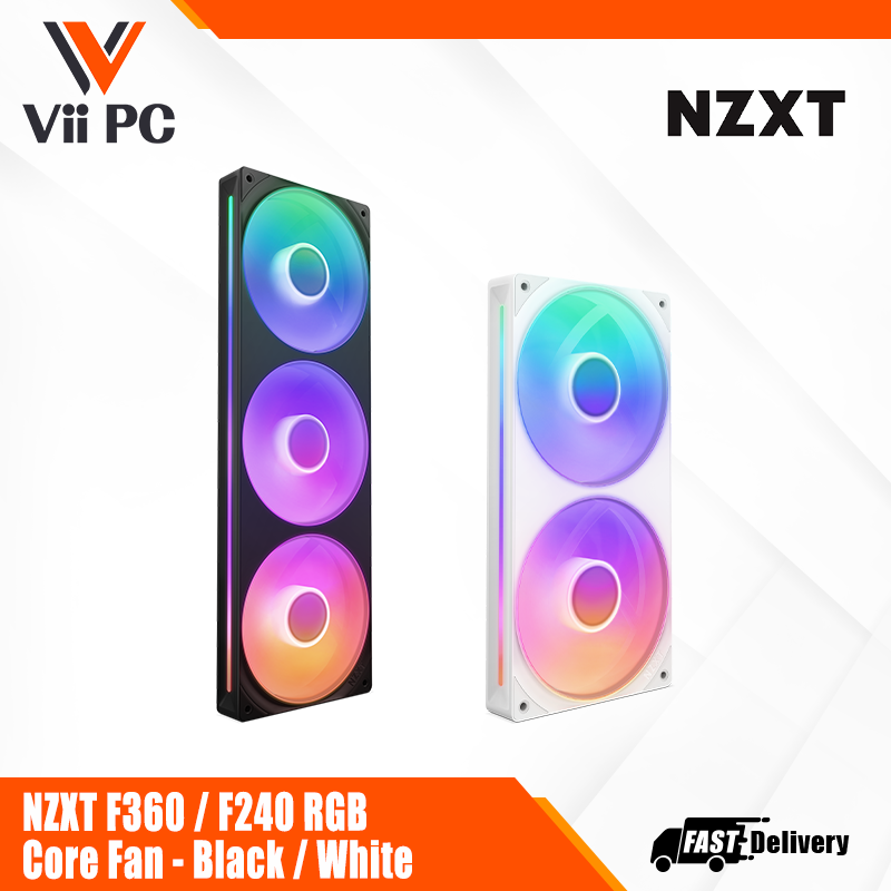 NZXT F360 / F240 RGB Core Fan - Single-Frame RGB Fan Unit (Black/White)