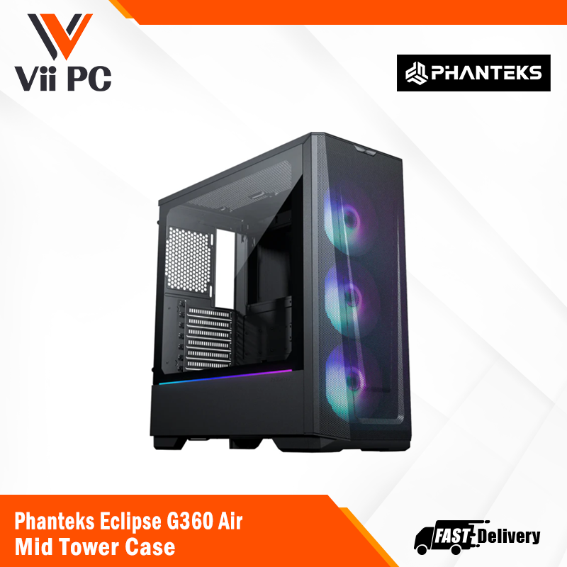 Phanteks Eclipse G360A ATX Mid Tower Case, Tempered Glass, D-RGB lighting, Satin Black