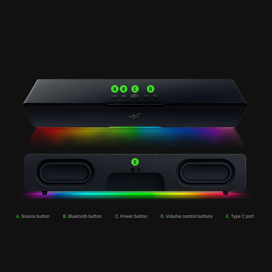 RAZER Leviathan V2 X - PC Gaming Soundbar (Full-Range Drivers, Powered by RAZER CHROMA™ RGB, Compact, USB Type C) - FRML Packaging