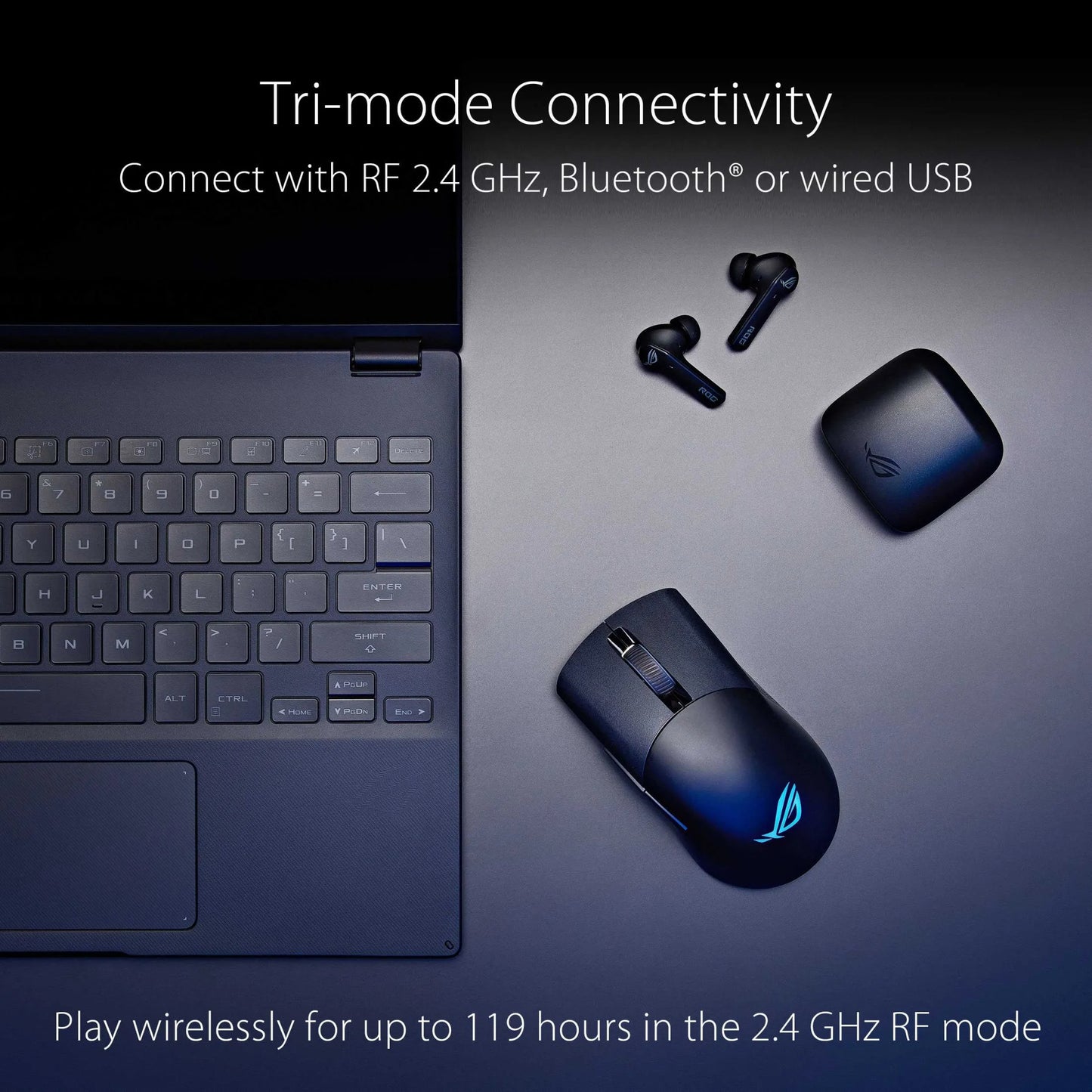 ASUS ROG Keris Wireless AimPoint Gaming Mouse - 75 g, ROG AimPoint Pro 36,000 DPI, Swappable Switches, Tri-mode Connectivity