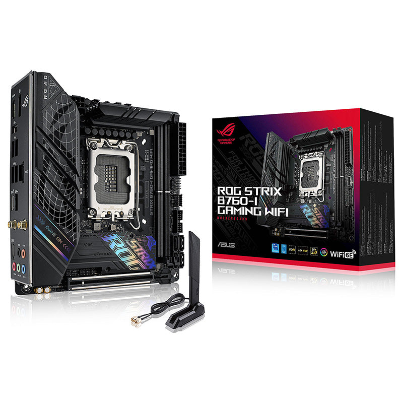 ASUS ROG STRIX B760-I GAMING WIFI LGA1700 Intel B760 Chipset 2 x DDR5 DIMM Wi-Fi 6 PCI-Express x16 Mini-ITX Motherboard