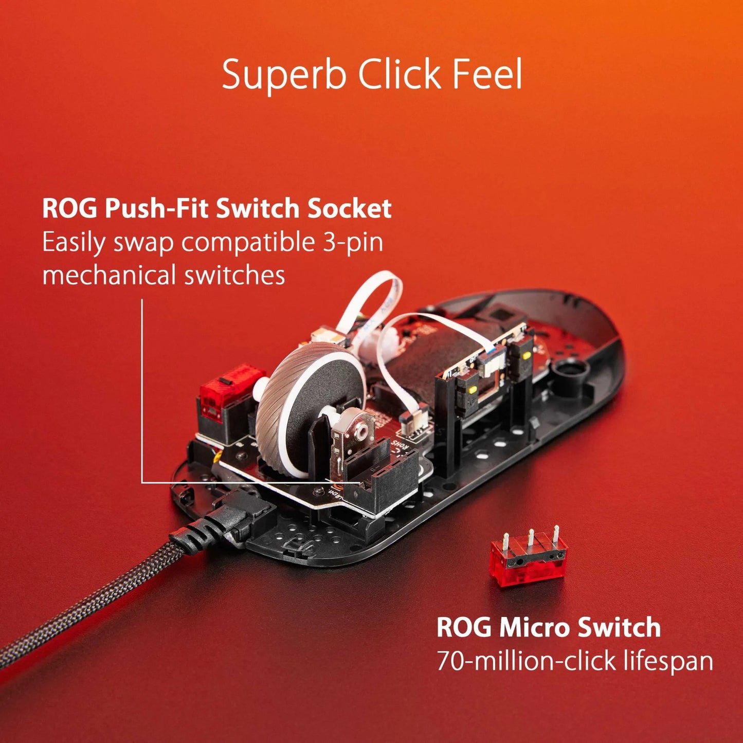 ASUS ROG Strix Impact III Wired Gaming Mouse - 12000 DPI, 59 g, AURA Sync, Swappable Mechanical Switches