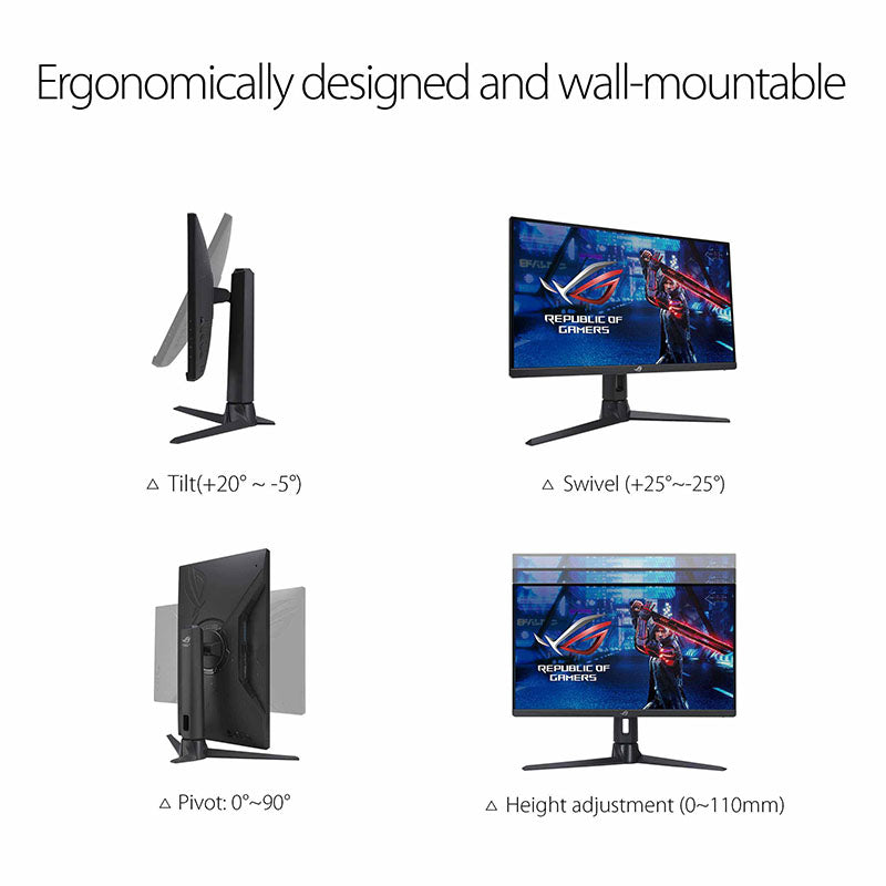 ASUS ROG Strix XG276Q Gaming Monitor - 27" FHD (1920 x 1080), IPS, 170Hz (Above 144Hz), 1ms GTG, Extreme Low Motion Blur, G-Sync compatible, FreeSync Premium, DisplayHDR™ 400, Tripod socket