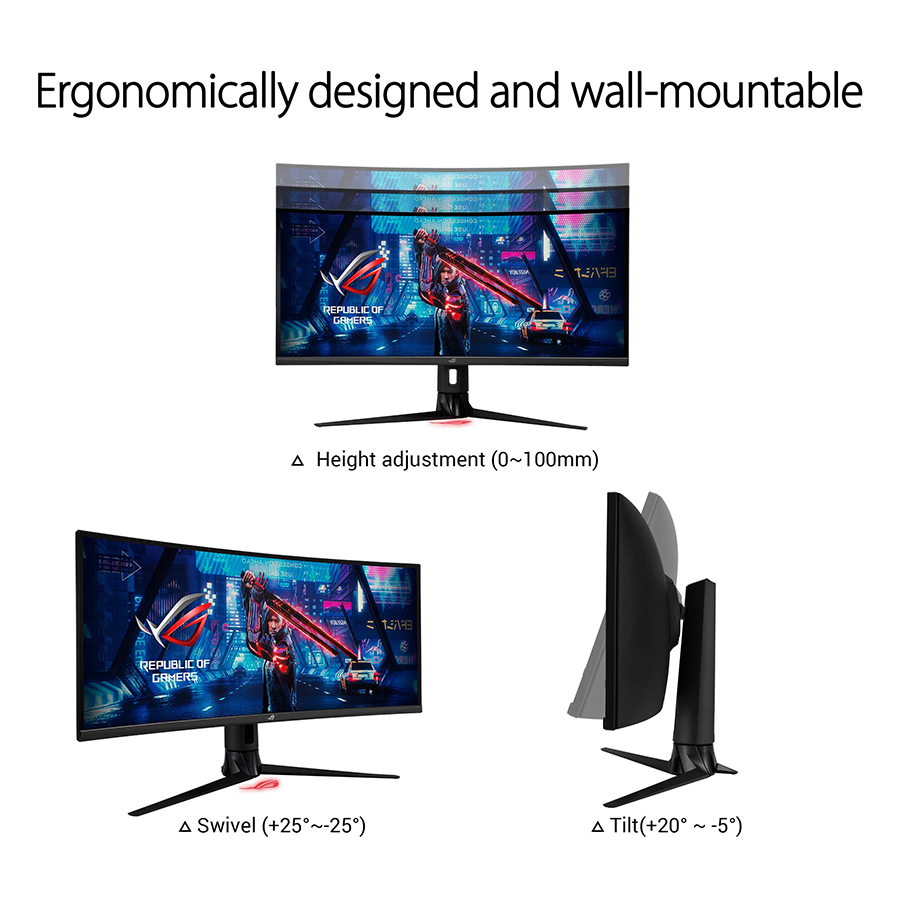 ASUS ROG Strix XG349C Ultra-wide Curved Gaming Monitor - 34” UWQHD (3440 x 1440), 180Hz, 1ms, ELMB Sync, 135% sRGB, G-Sync Compatible, DisplayHDR 400, Eye Care, USB-C, DisplayPort, HDMI