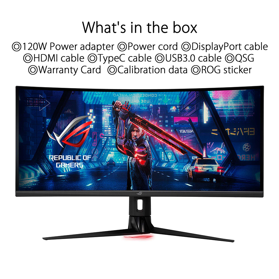 ASUS ROG Strix XG349C Ultra-wide Curved Gaming Monitor - 34” UWQHD (3440 x 1440), 180Hz, 1ms, ELMB Sync, 135% sRGB, G-Sync Compatible, DisplayHDR 400, Eye Care, USB-C, DisplayPort, HDMI