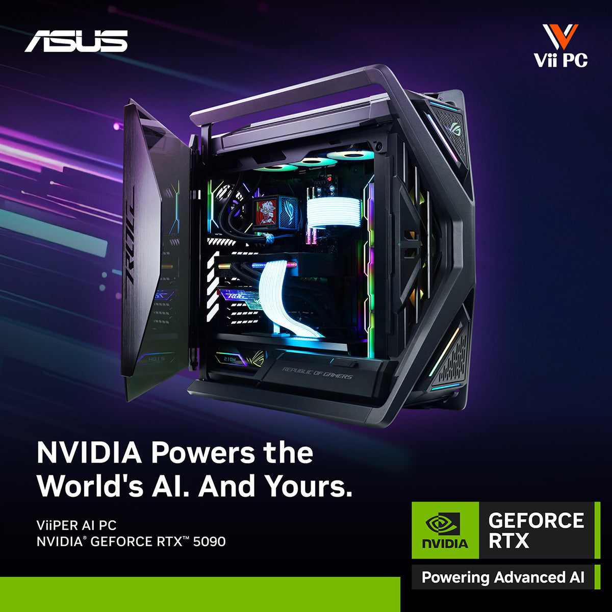 ViiPER Custom Gaming AI PC - AMD Ryzen 9 9900X3D + GeForce RTX™ 5090 32GB (Powered By ASUS)