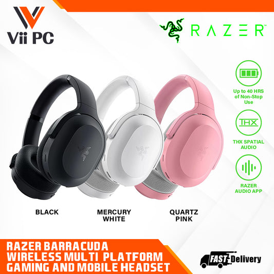 RAZER Barracuda - Wireless Multi-platform Gaming and Mobile Headset (Black/Mercury White/Quartz Pink) - FRML Packaging