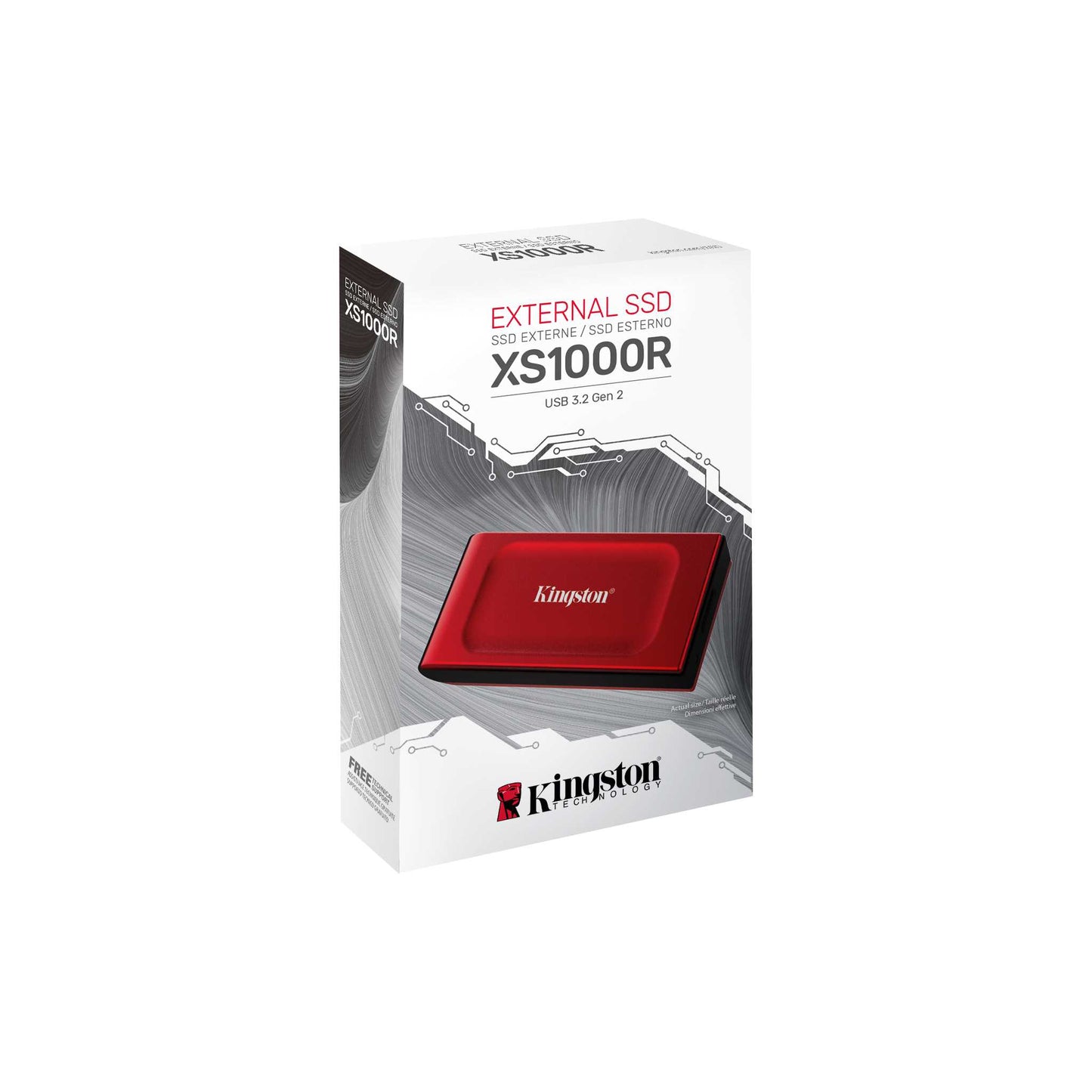 Kingston XS1000 Portable SSD - (1000GB/2000GB) - (Black/Red)