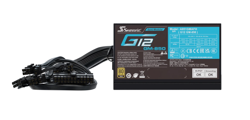 Seasonic G12 GM-750 or GM-850 (ATX2.4) 80 Plus® Gold Power Supply - Semi-Modular / Silent Fan (5 Year Warranty)