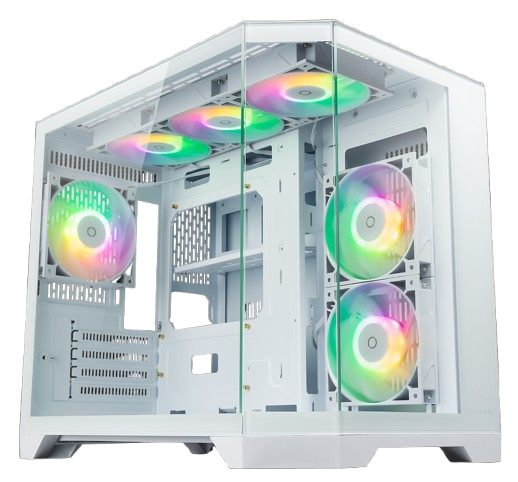 TECWARE VX TRINITY M Triple Tempered Glass mATX Case with 6 Omni Link ARGB Fans - Black/White