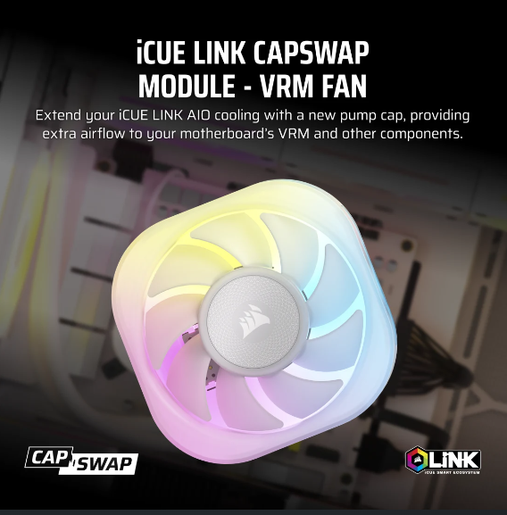 Corsair ICUE LINK RGB AIO VRM Fan Module (Black/White)