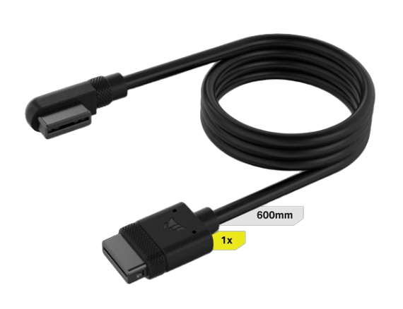 iCUE LINK Cable (1x600mm / 2x200mm) with Straight/Slim 90° connectors (Black)