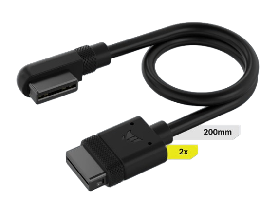 iCUE LINK Cable (1x600mm / 2x200mm) with Straight/Slim 90° connectors (Black)