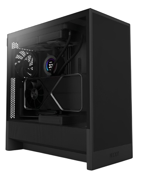 NZXT H5 FLOW (2 F120Q fans) / H5 FLOW RGB (1 F120Q + 1 F360 RGB Core fans) - Compact ATX Mid-Tower Airflow Case (Black/White)