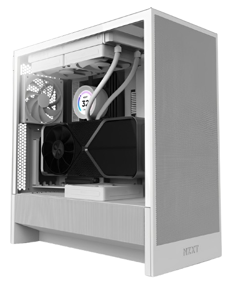 NZXT H5 FLOW (2 F120Q fans) / H5 FLOW RGB (1 F120Q + 1 F360 RGB Core fans) - Compact ATX Mid-Tower Airflow Case (Black/White)