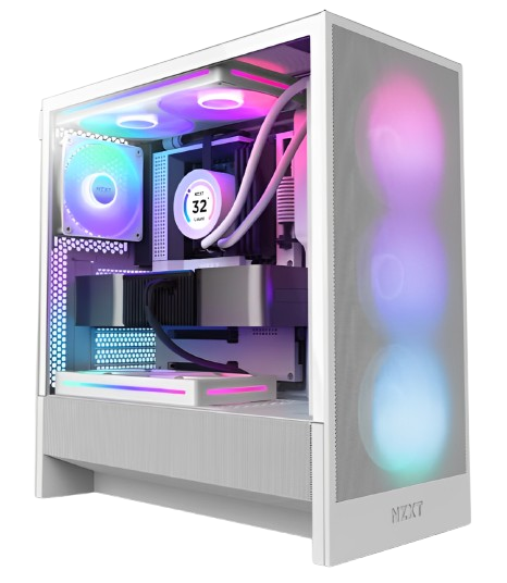 NZXT H5 FLOW (2 F120Q fans) / H5 FLOW RGB (1 F120Q + 1 F360 RGB Core fans) - Compact ATX Mid-Tower Airflow Case (Black/White)