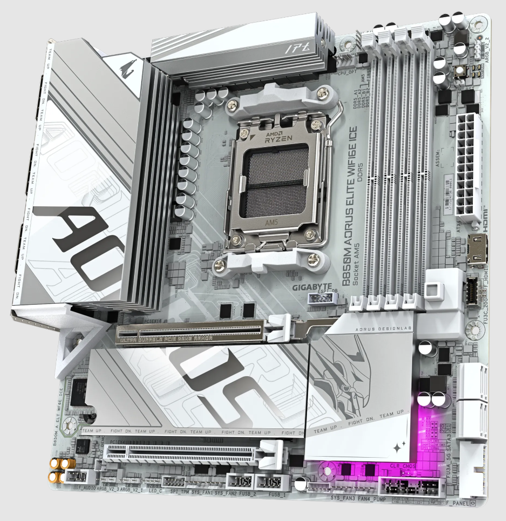 GIGABYTE B850M AORUS ELITE WIFI6E ICE, AMD Ryzen™ 9000 Series Processors, Micro ATX Gaming Motherboard