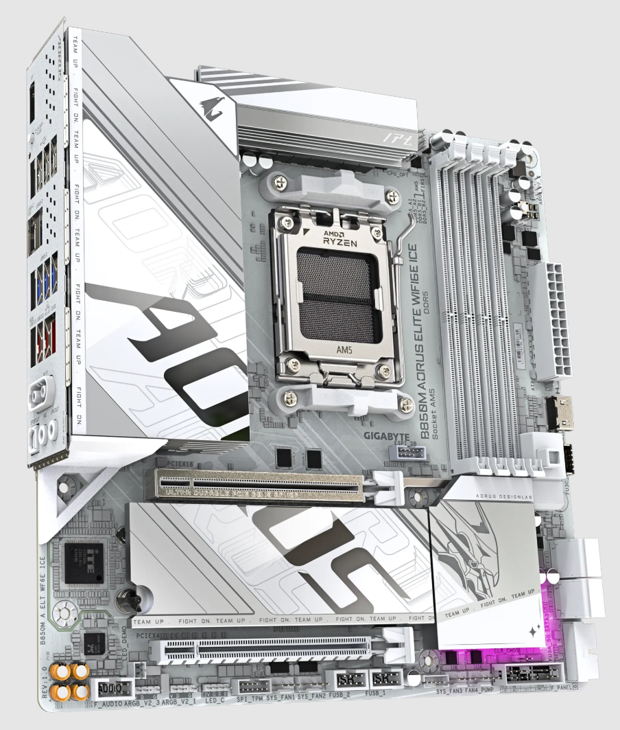GIGABYTE B850M AORUS ELITE WIFI6E ICE, AMD Ryzen™ 9000 Series Processors, Micro ATX Gaming Motherboard