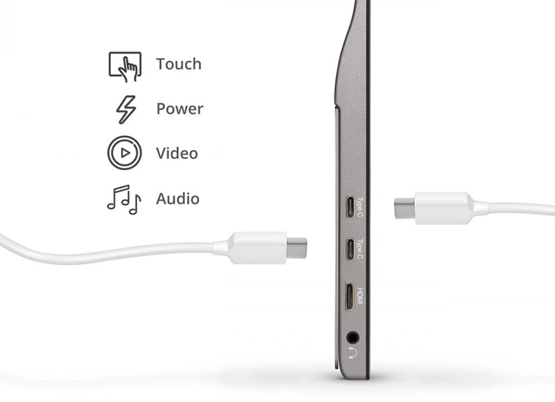 ViewSonic TD1655 16” 10-point Touch Portable Monitor, Extend Your Content from Mobile Devices, Flexible Setup with 2 x USB Type C, Anti-slip Cover, Aluminum stand, 6H hardness, Grey