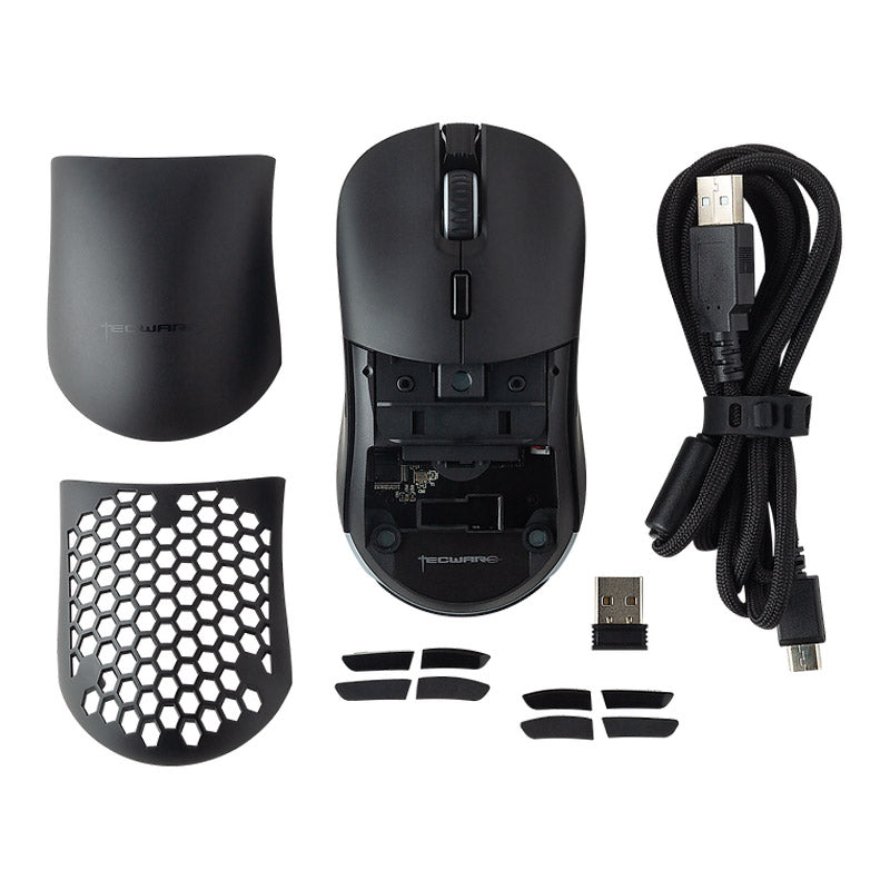 TECWARE Pulse Ambidextrous Wireless Gaming Mouse - 16000 DPI, 400 IPS (Black/White)