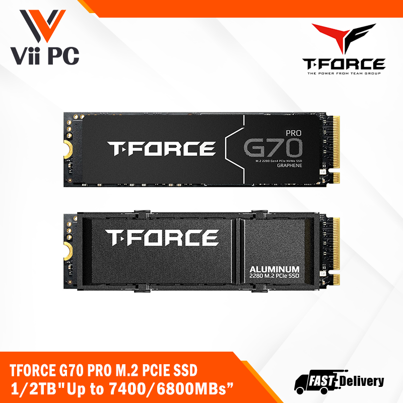 TEAMGROUP T-FORCE G70 PRO M.2 PCIe SSD (1TB / 2TB) - Up to 7400/6800MBs, 1300/1480TBW, M.2 2280 Gaming SSD