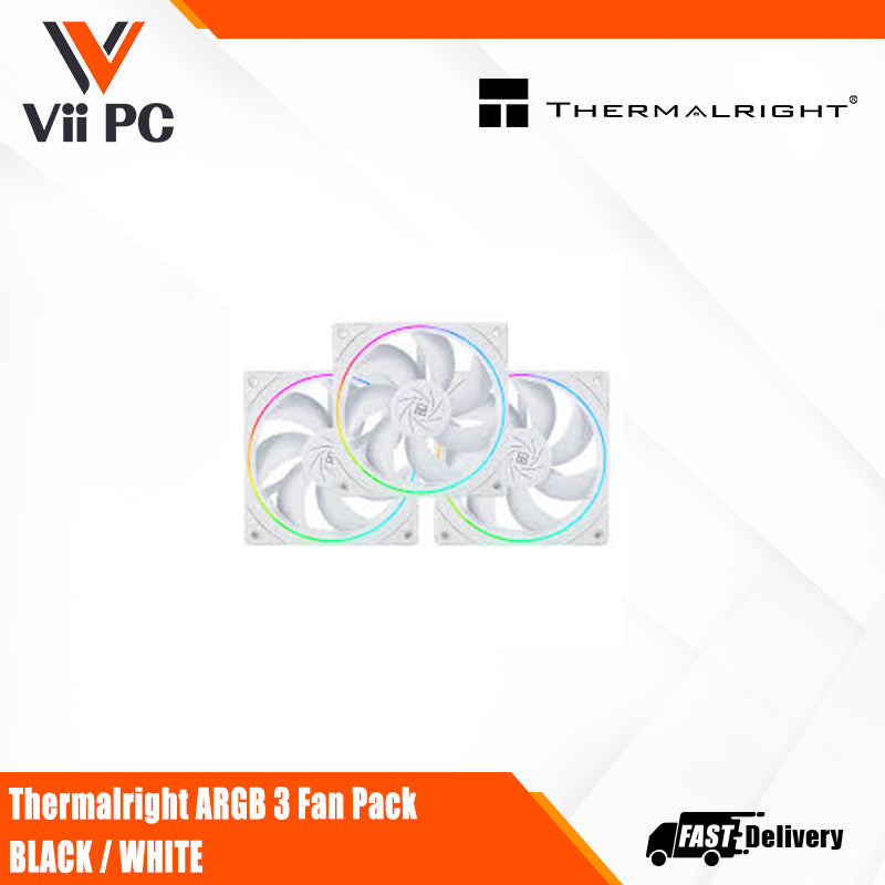 Thermalright TL-S12-S 120mm ARGB 3 Fan Pack (Black/White)