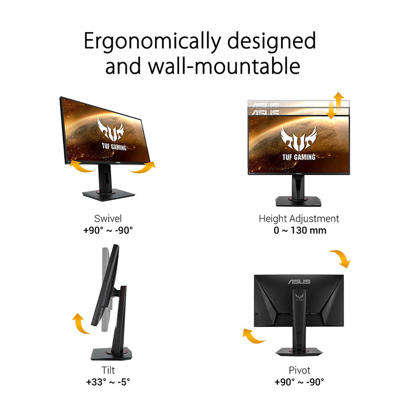 ASUS TUF Gaming VG259QR Gaming Monitor - 25" (24.5" viewable) FHD (1920x1080), 165Hz, Extreme Low Motion Blur™, G-Sync compatible, 1ms (MPRT), Shadow Boost