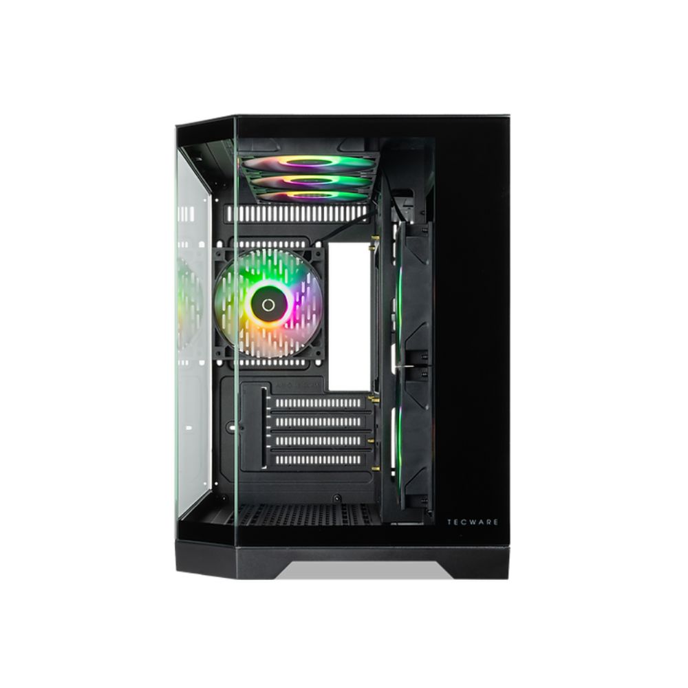 TECWARE VX TRINITY M Triple Tempered Glass mATX Case with 6 Omni Link ARGB Fans - Black/White
