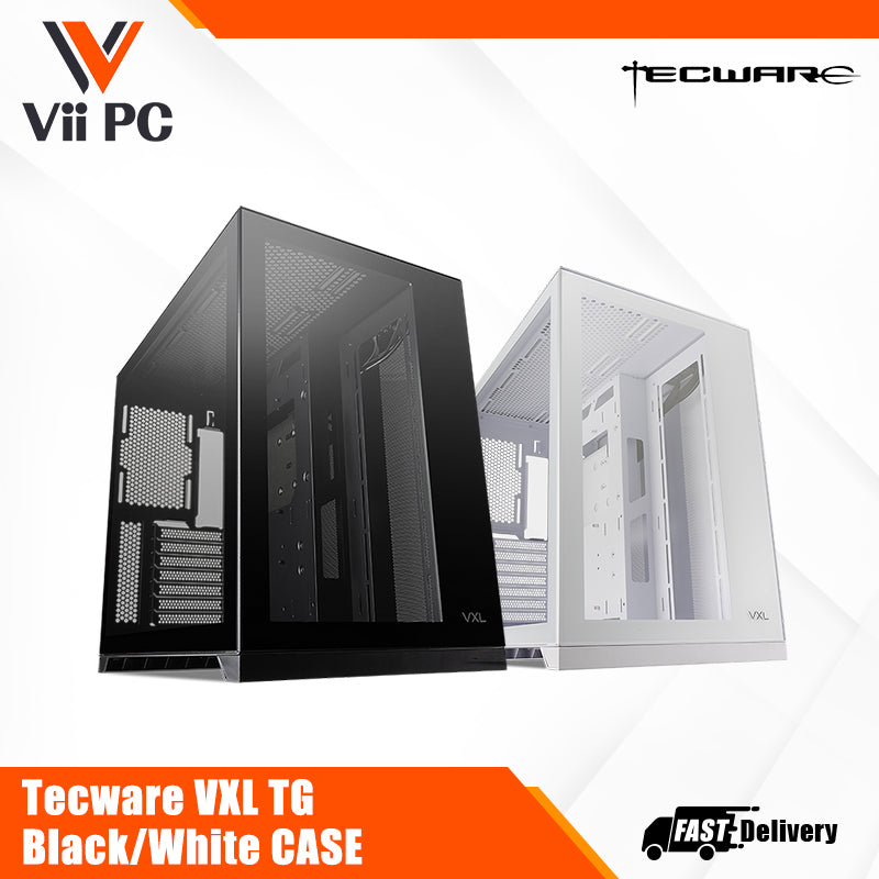 TECWARE VXL TG Dual Chamber ATX Case (Black/White) - Tempered Glass Panels