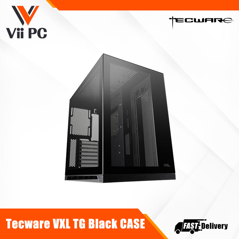 TECWARE VXL TG Dual Chamber ATX Case (Black/White) - Tempered Glass Panels