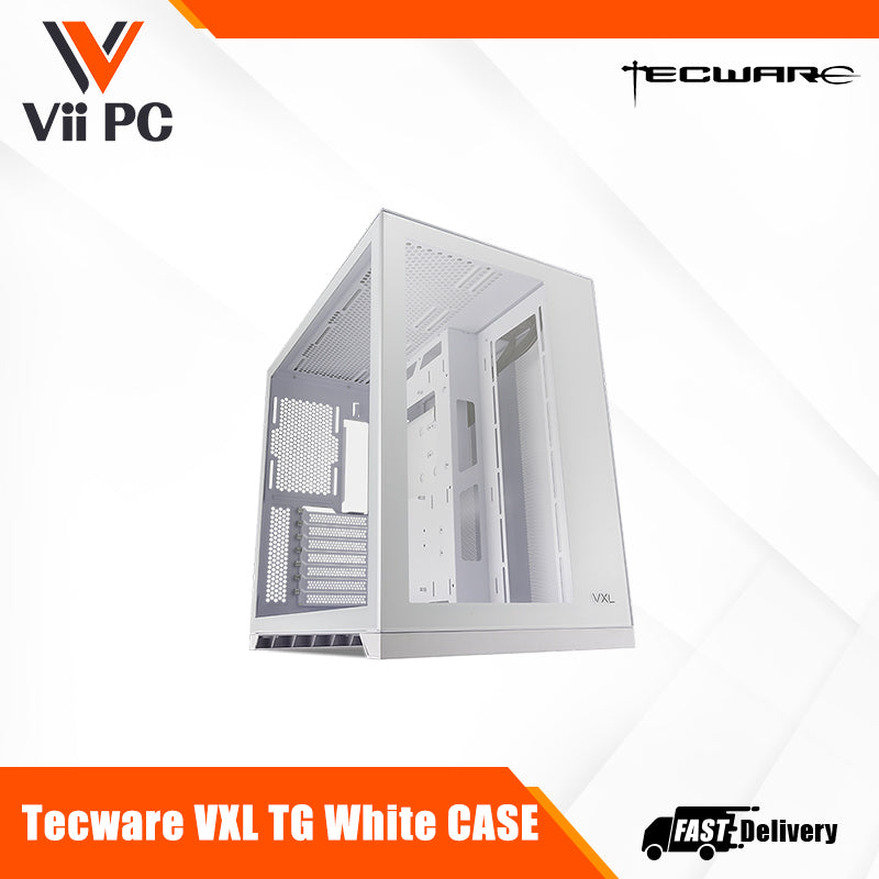 TECWARE VXL TG Dual Chamber ATX Case (Black/White) - Tempered Glass Panels