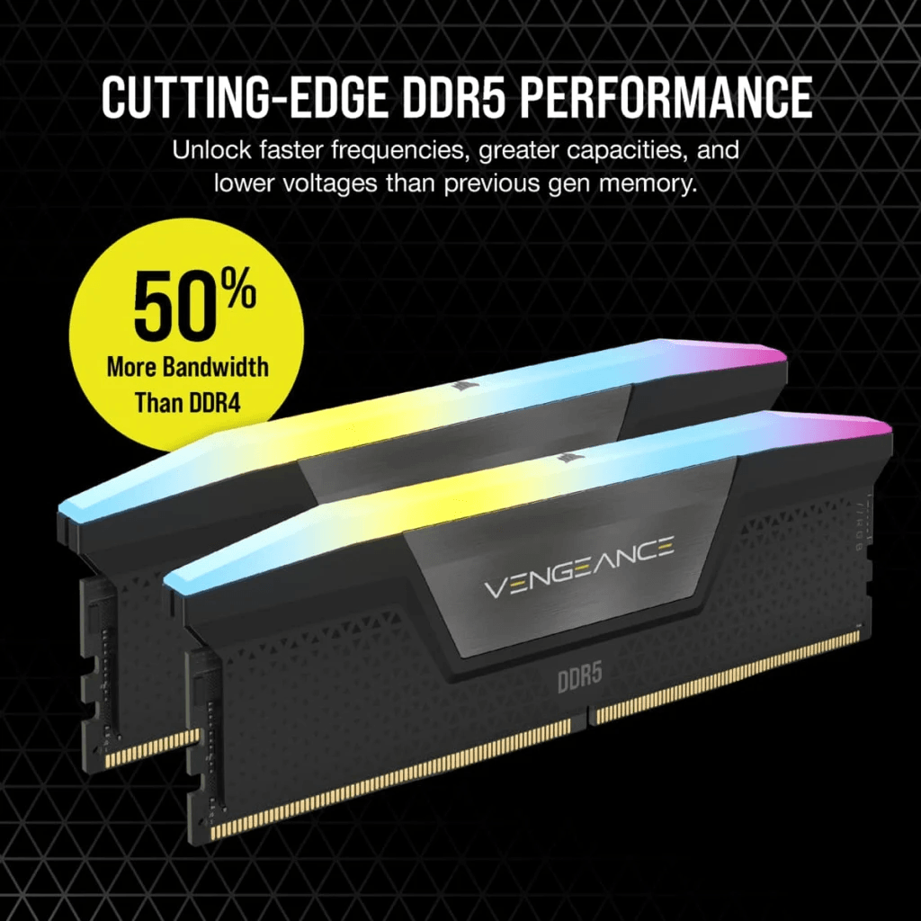 CORSAIR VENGEANCE RGB 96GB(2x48GB) DDR5 DRAM 6000Mhz / 6400Mhz CL30/CL32 Memory Kit - Black
