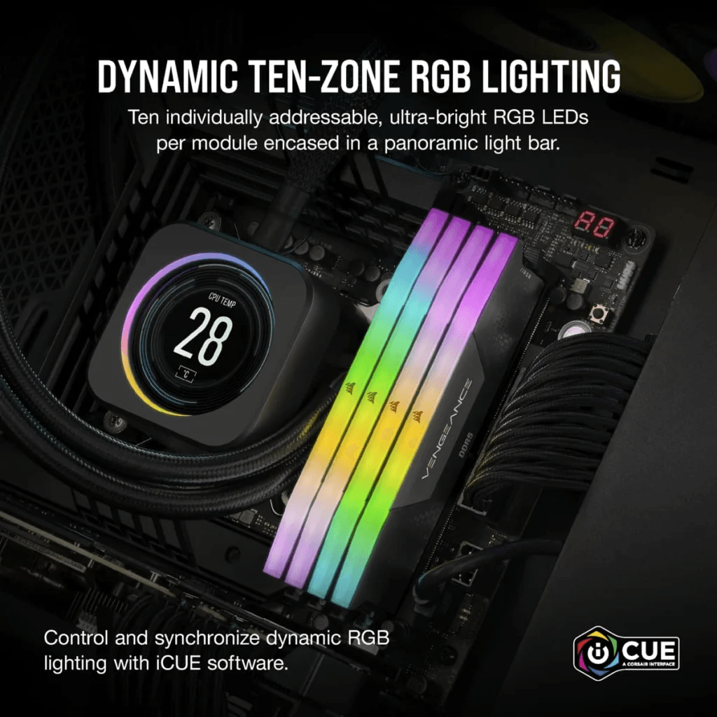 CORSAIR VENGEANCE RGB 96GB(2x48GB) DDR5 DRAM 6000Mhz / 6400Mhz CL30/CL32 Memory Kit - Black