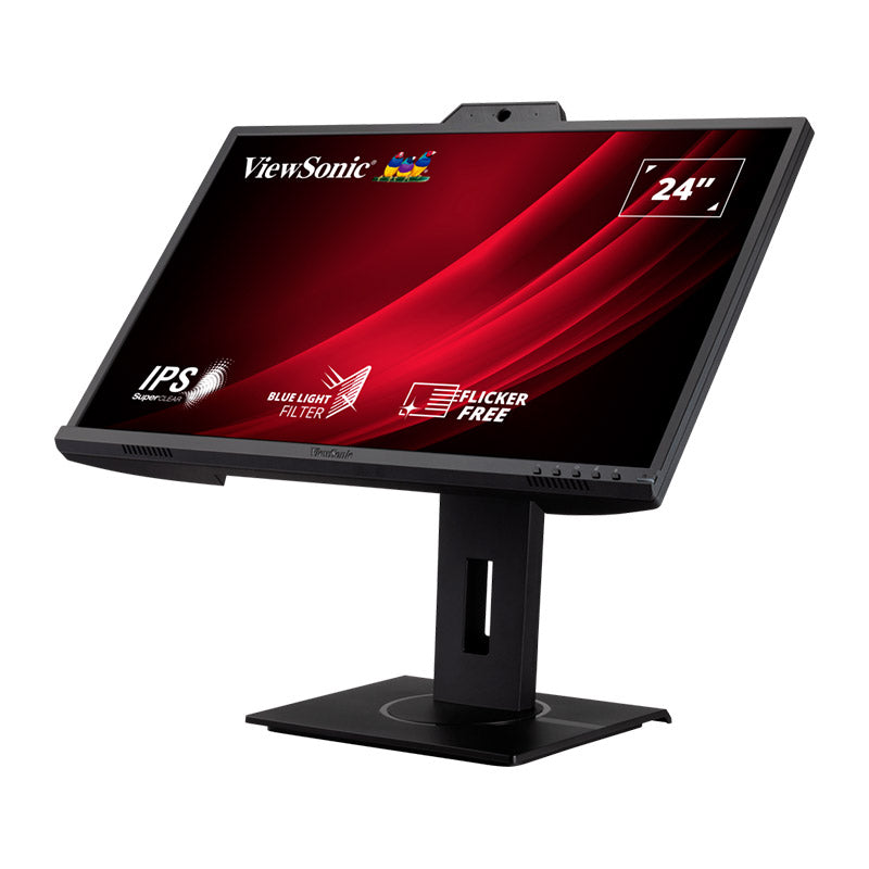 ViewSonic VG2440V 24" IPS FHD 1080p Video Conferencing Monitor with Integrated 2MP Camera, Microphone, Speakers, Eye Care, Ergonomic Design, HDMI DisplayPort VGA Inputs for Home and Office