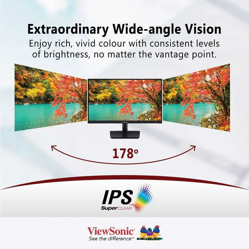 ViewSonic VA2409-MHU 24"Full HD 1080p USB C Monitor with Ultra-Thin Bezel, Adaptive Sync, 75Hz, Eye Care for Home and Office